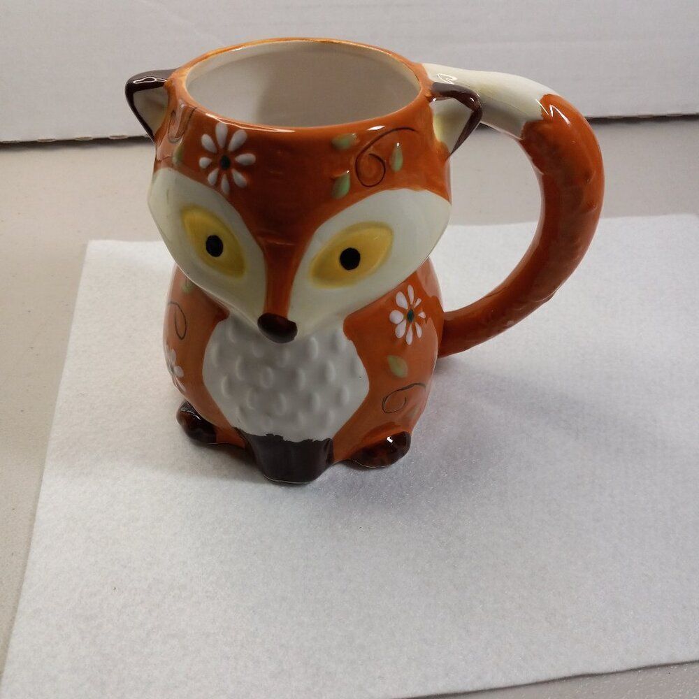 Fancy Fox Flower Coffee Mug Cottagecore Kitsch Countrycore